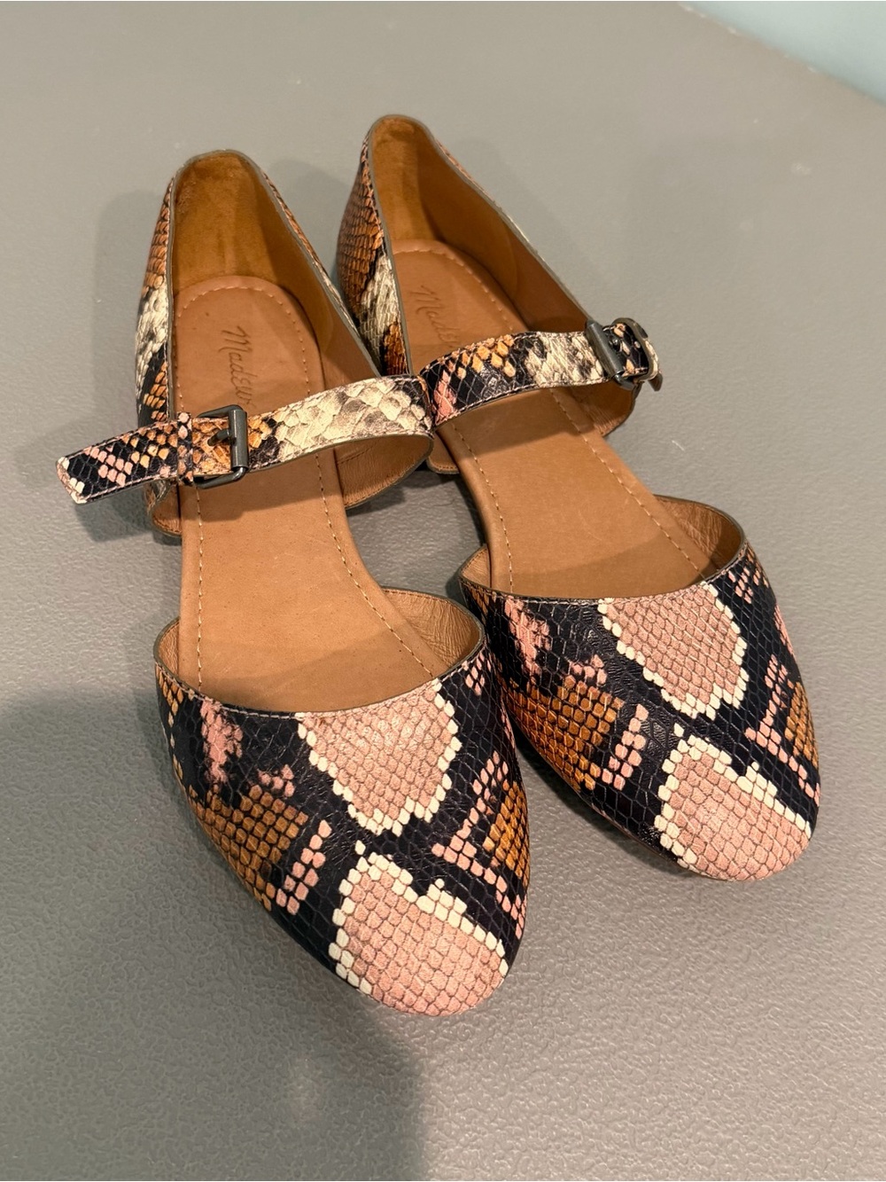 Madewell Alina Mary Jane Snake Embossed Leather Flat Women’s Size 10